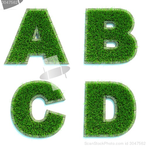 Image of Letters A, B, C, D as Lawn - Set of 3d.