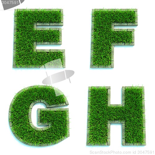 Image of Letters E, F, G, H as Lawn - Set of 3d.