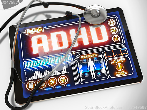 Image of ADHD on the Display of Medical Tablet.