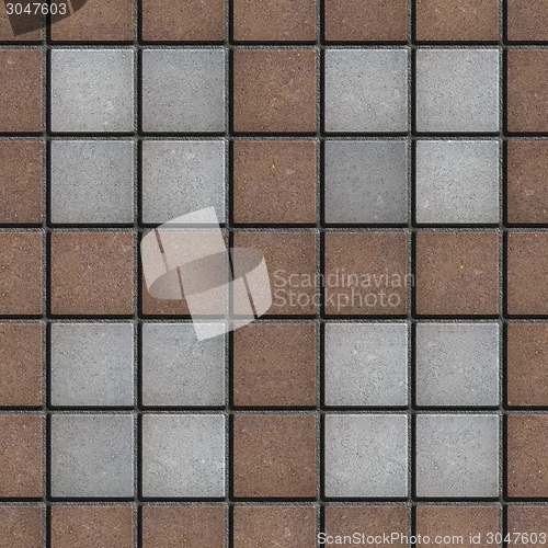 Image of Brown-Gray Square Brick Pavers. Seamless Texture.