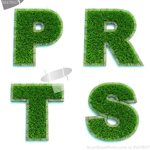 Image of Letters P, R, T, S as Lawn - Set of 3d.