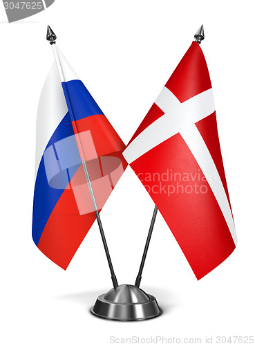 Image of Russia and Denmark  - Miniature Flags.