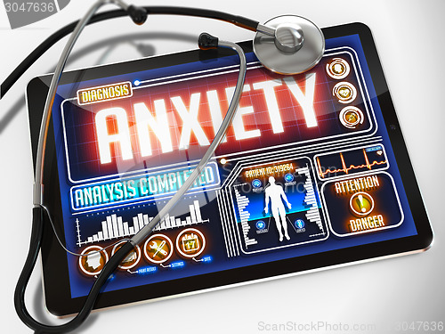 Image of Anxiety on the Display of Medical Tablet.