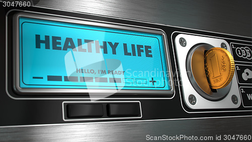 Image of Healthy Life on Display of Vending Machine.