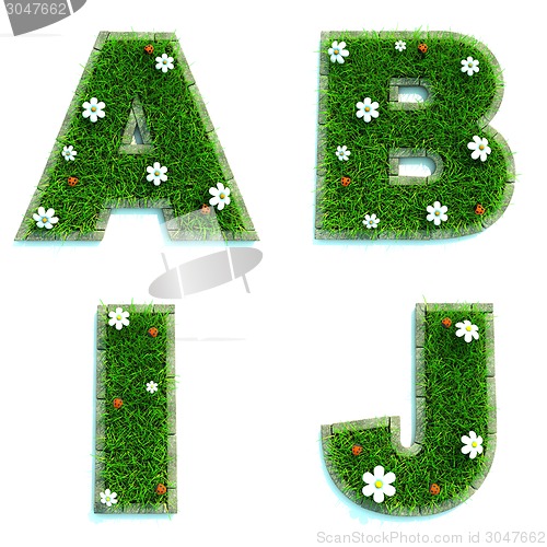 Image of Letters A, B, I, J as Lawn - Set of 3d.