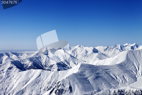 Image of View on off-piste slope at nice sun day