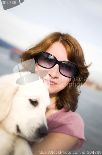 Image of woman portrait with dog