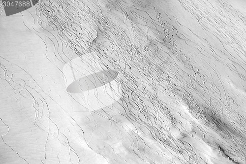Image of Top view on off piste slope in evening