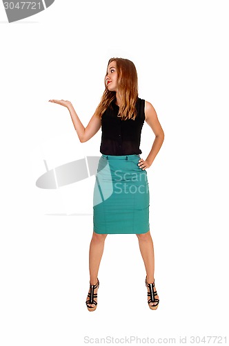 Image of Pretty woman looking up.