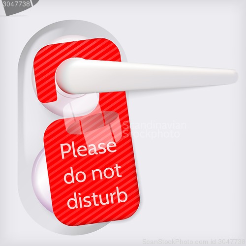 Image of Vector illustration of doorknob with red label