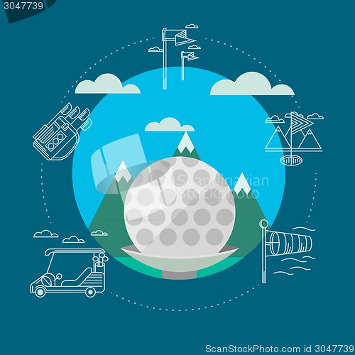 Image of Flat vector illustration of golf