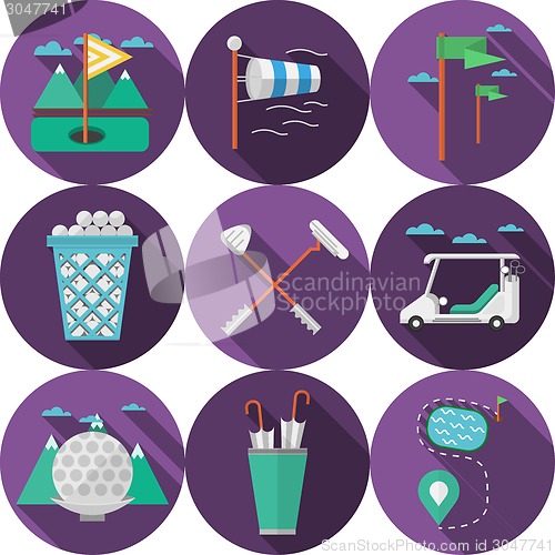 Image of Circle flat vector icons for golf