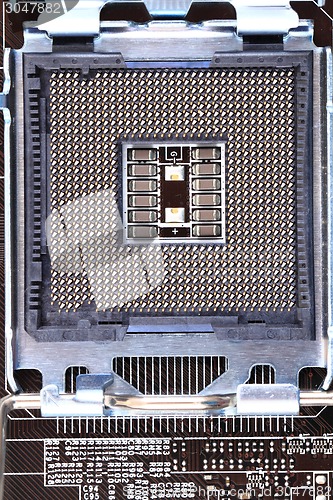 Image of detail of modern computer mainboard (motherboard) 