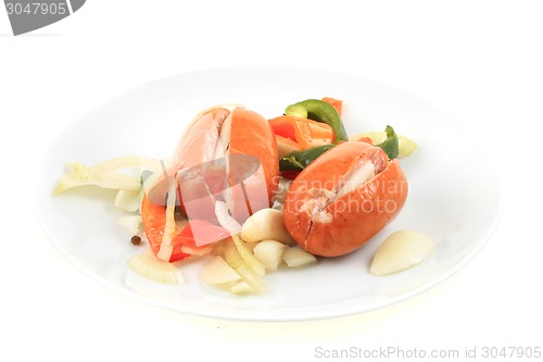 Image of typical czech wurst (named utopenec)