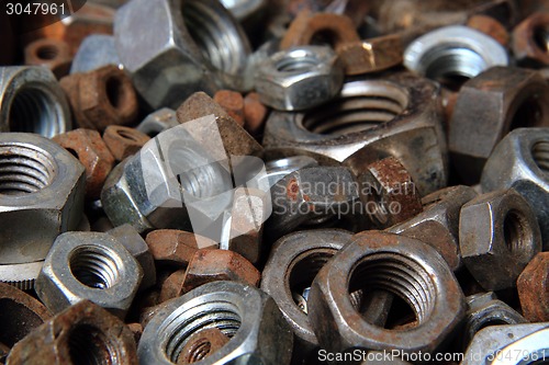 Image of old steel nuts background