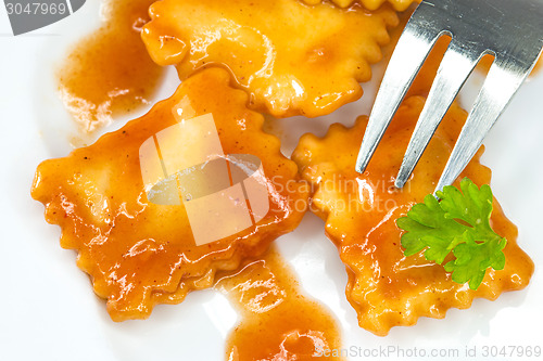 Image of Ravioli with fork