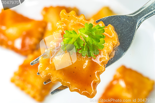 Image of Ravioli with fork