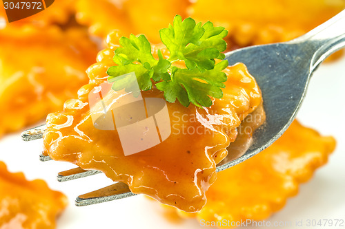 Image of Ravioli with fork