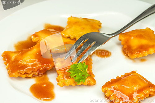 Image of Ravioli with fork