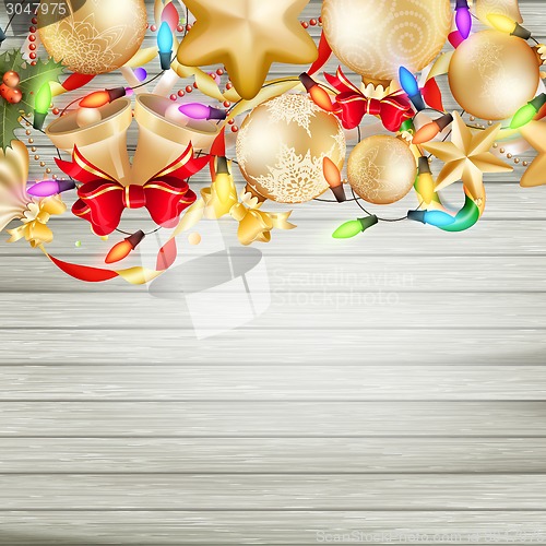 Image of Christmas card with baubles. EPS 10