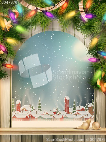 Image of Christmas Theme - Window with a kind. EPS 10