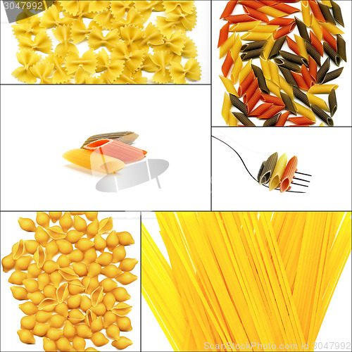 Image of various type of Italian pasta collage