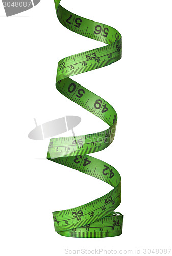 Image of Spiraling green measuring tape