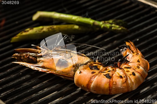 Image of Grilled prawns on the grill