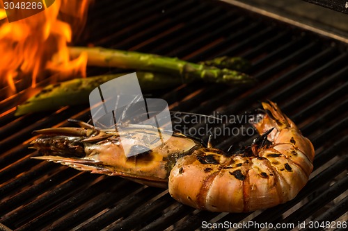 Image of Grilled prawns on the grill