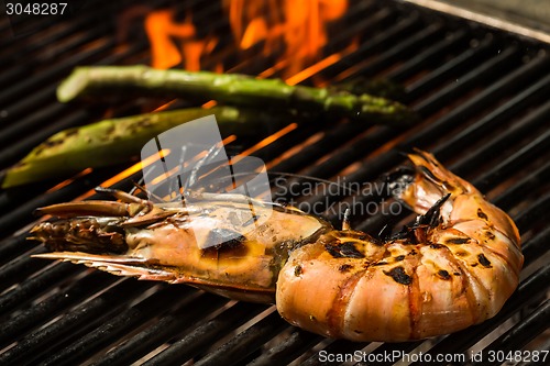 Image of Grilled prawns on the grill