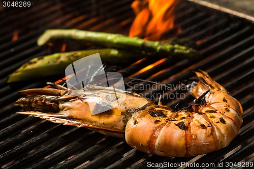 Image of Grilled prawns on the grill