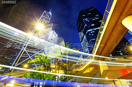 Image of night traffic in the hong kong city 