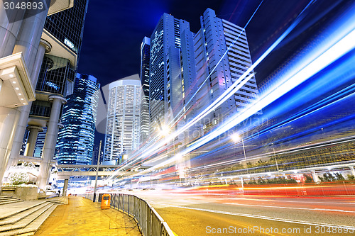 Image of night traffic in the hong kong city 