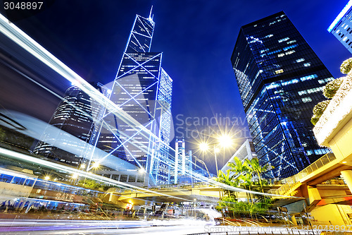 Image of night traffic in the hong kong city 