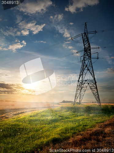Image of Electric pole and autumn field