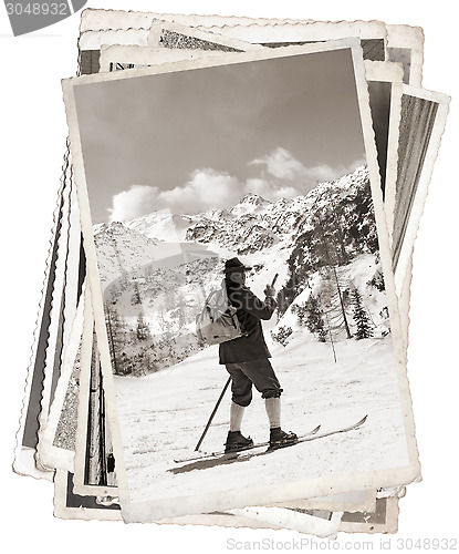 Image of Vintage photos with vintage skier