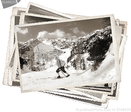 Image of Vintage photos with vintage skier