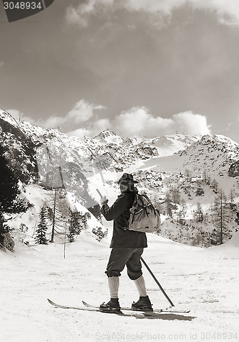 Image of Vintage photos with vintage skier