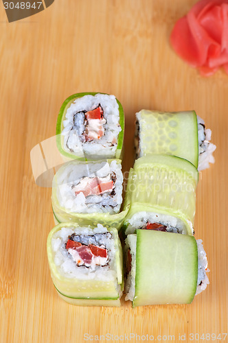 Image of cucumber sushi rolls