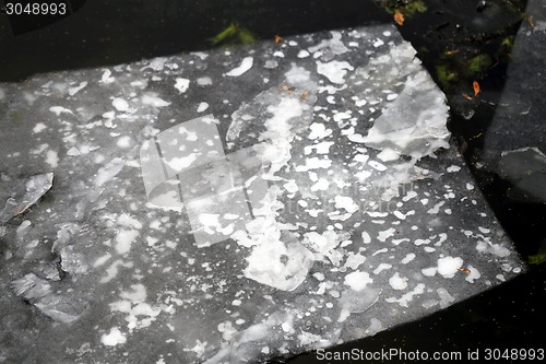 Image of Ice floating on the river in winter