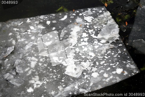 Image of Ice floating on the river in winter