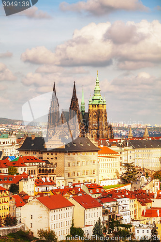 Image of Aerial view of Prague with St Vitus Cathedral