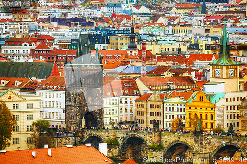 Image of Charles bridge aerial view