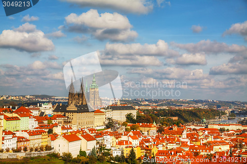 Image of Aerial view of Prague on a sunny day