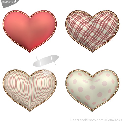 Image of Heart-shaped soft toy set isolated. EPS 10