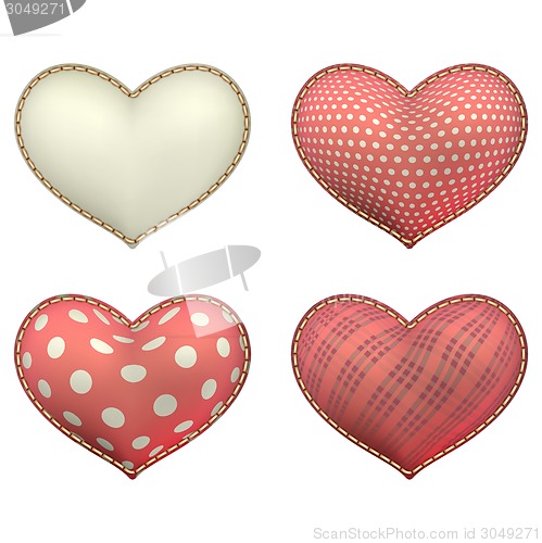 Image of Heart-shaped soft toy set isolated. EPS 10