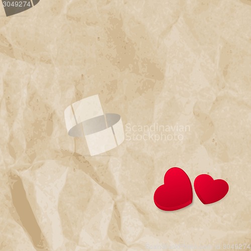 Image of Red hearts on vintage paper. EPS 10