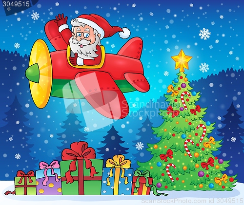 Image of Santa Claus in plane theme image 9
