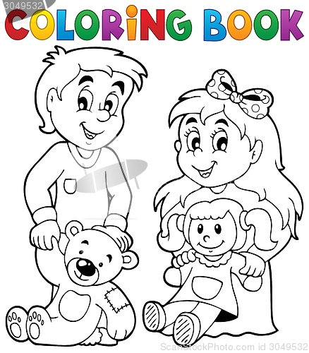 Image of Coloring book children with toys 1