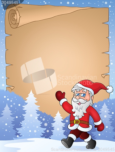 Image of Parchment with walking Santa Claus